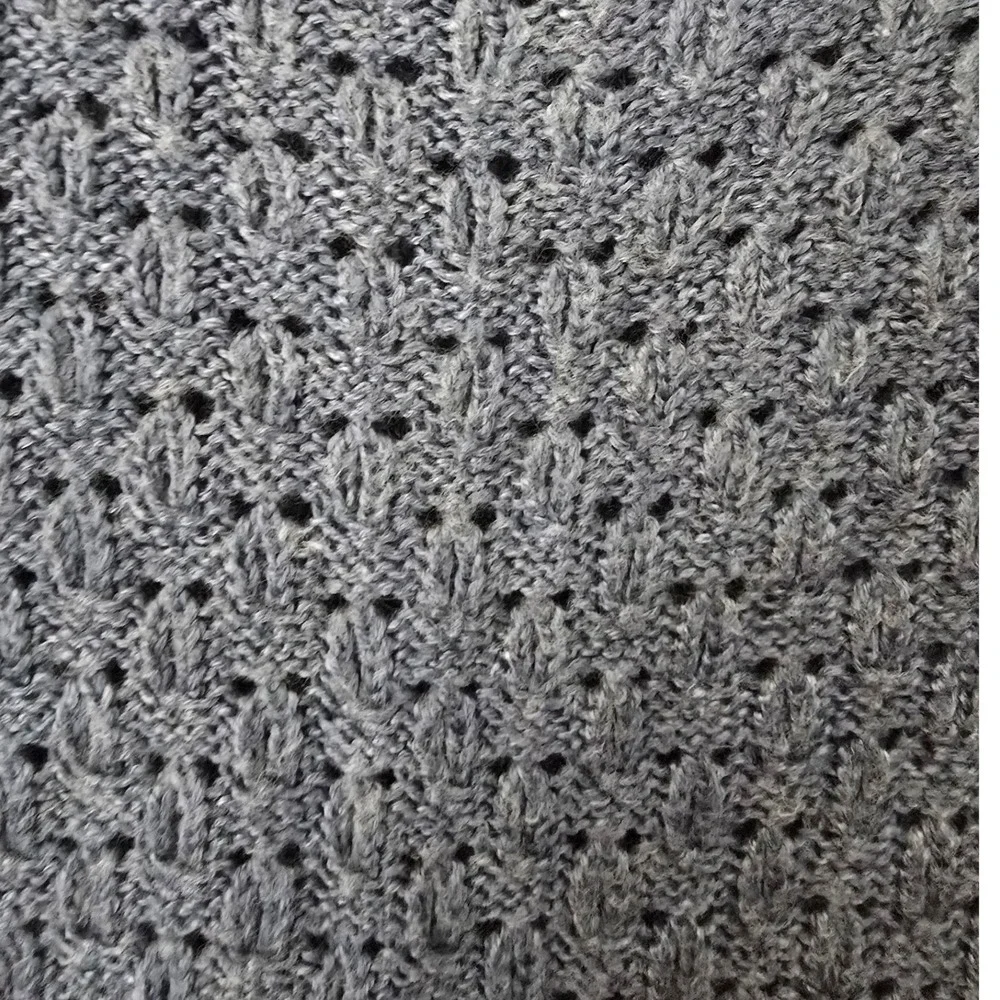 Liz Claiborne Blue Pointelle Knit Scoop Neck Long Sleeve Sweater Large